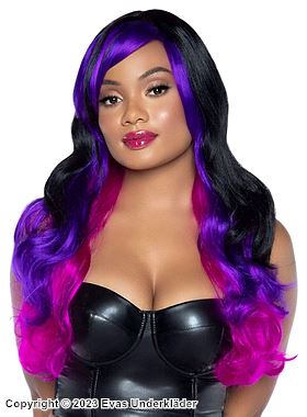 Long wig, waves, side part, ombre